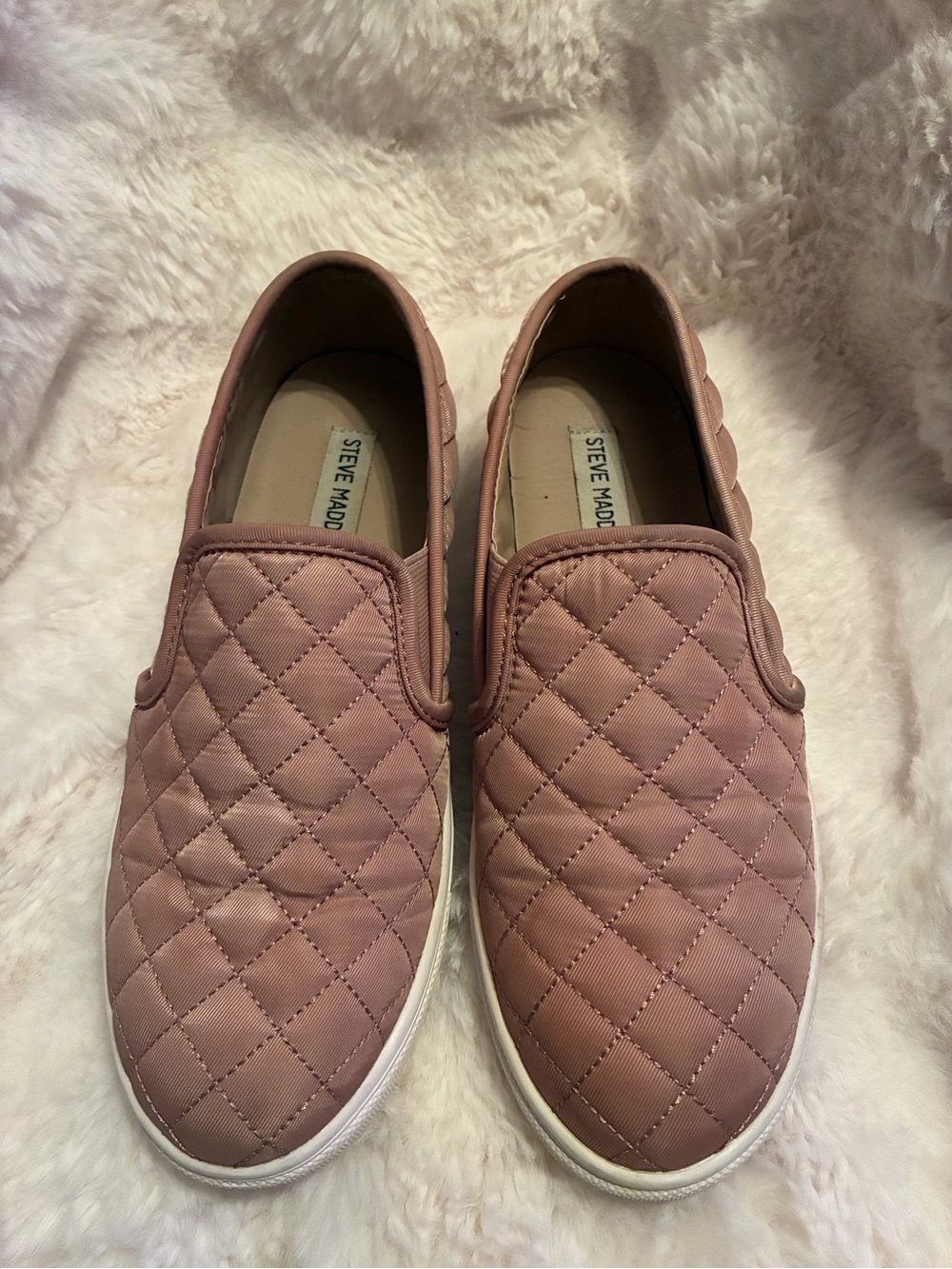Steve Madden Quilted Slip-On Sneakers in Rose Blush